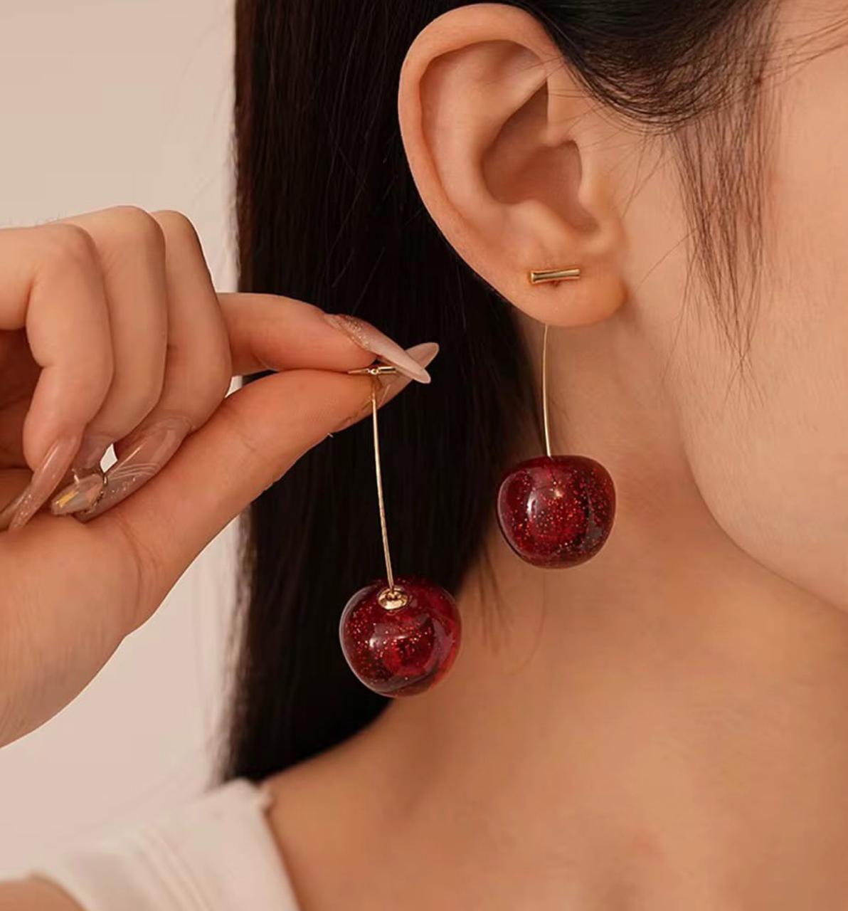 Stainless Steel Cherry Earrings