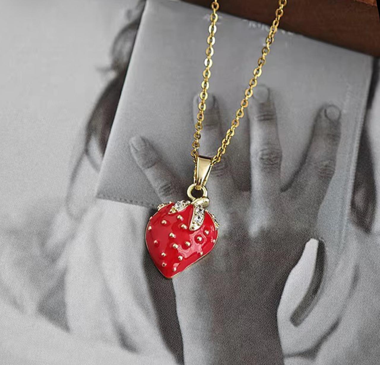 Stainless steel strawberry necklace